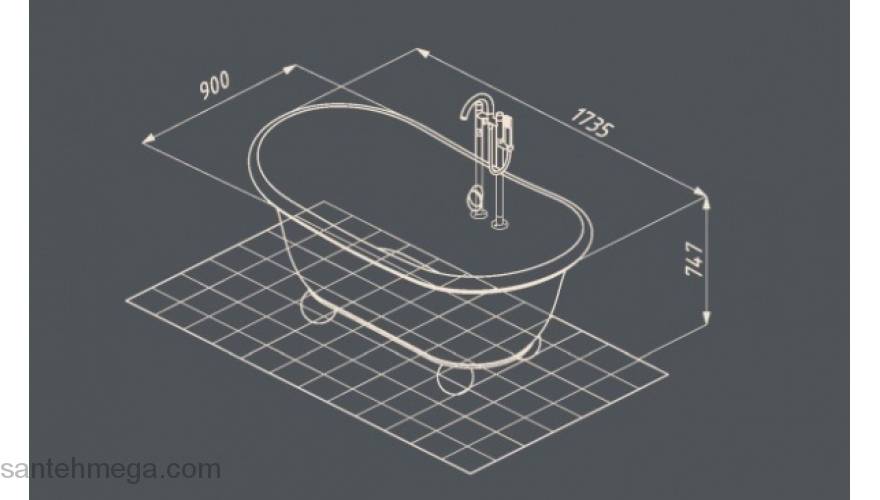 Ванна из литьевого мрамора SALINI ALBA 172х89 101311G/M. Фото