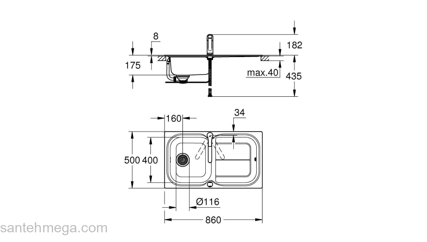 Набор для кухни: мойка для кухни GROHE 31565SD0 K300, нержавеющая сталь и смеситель GROHE 31565SD0 Eurosmart Смеситель для мойки. Фото