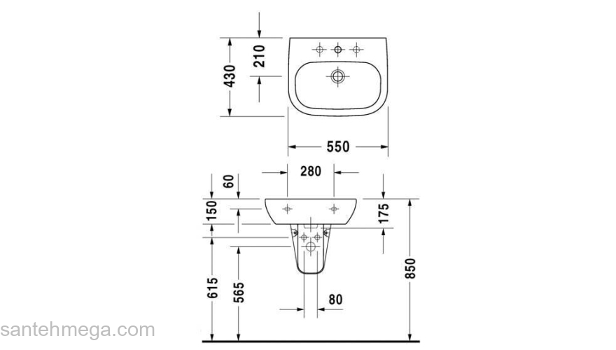 Раковина DURAVIT D-CODE 55х43 23105500002. Фото