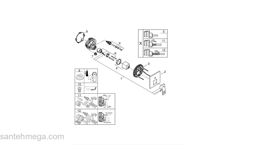 Смеситель для ванны GROHE 24062000 Eurocube, хром. Фото