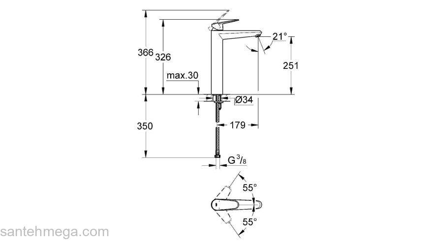 GROHE 23432000 Eurodisc Cosmopolitan Смеситель однорычажный для свободностоящих раковин. Фото