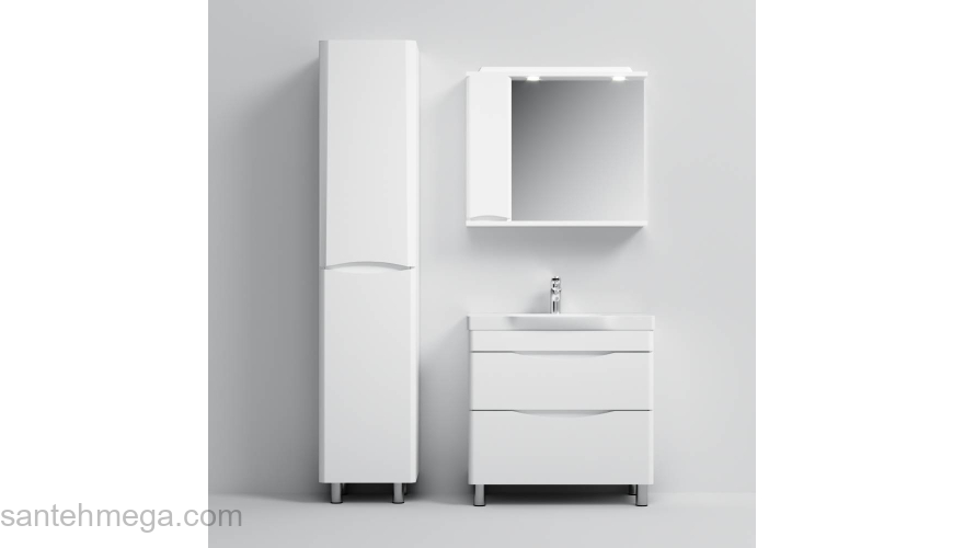 База под раковину напольная 80 см, 2 ящика, белый глянец AM.PM Like M80FSX0802WG. Фото