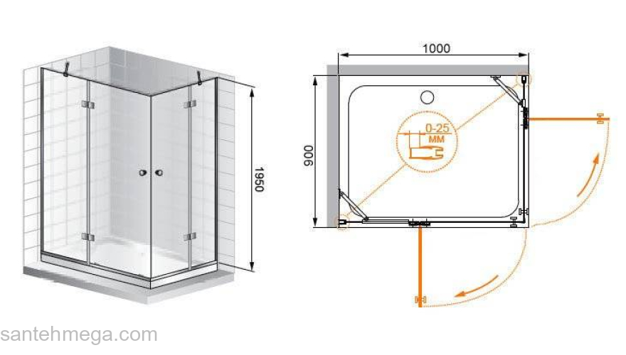 Душевой угол CEZARES Verona VERONA-W-AH-2-100/90-C-Cr. Фото