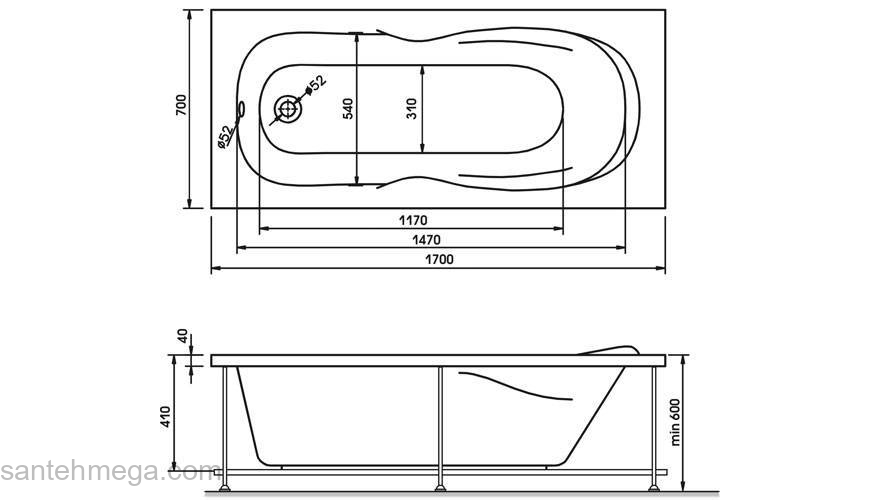 Ванна RELISAN Neonika 170x70. Фото