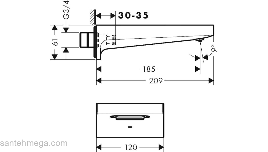 Излив для ванны Hansgrohe Metropol 32543670. Фото