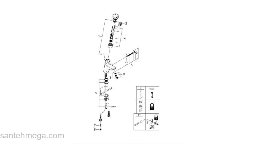 Смеситель для раковины GROHE Eurodisc SE 36233000. Фото