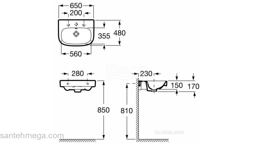 Раковина подвесная ROCA Debba 65x48 325993000. Фото