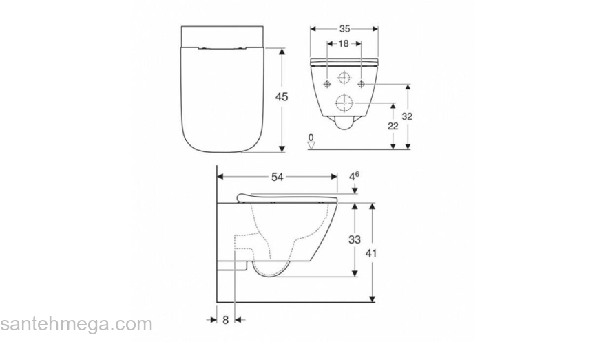 Унитаз GEBERIT Smyle Square Rimfree подвесной безободковый 500.683.01.1. Фото