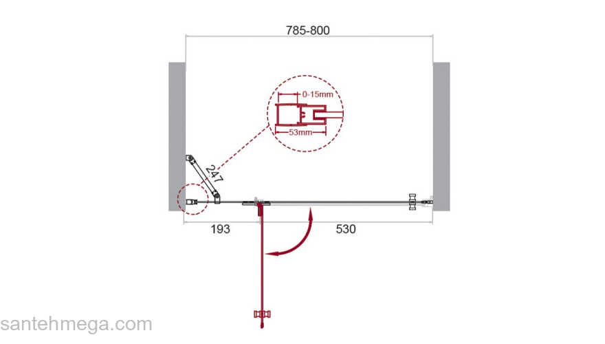 Душевая дверь BELBAGNO KRAFT-B-12-60/20-C-Cr-L. Фото