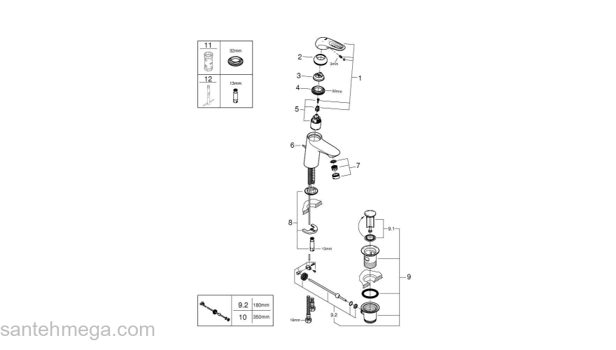 GROHE 23374LS3 Eurostyle 2015 Смеситель для раковины со сливным гарнитуром, с энергосберегающим картриджем - подача холодной воды при центральном положении рычага. Фото