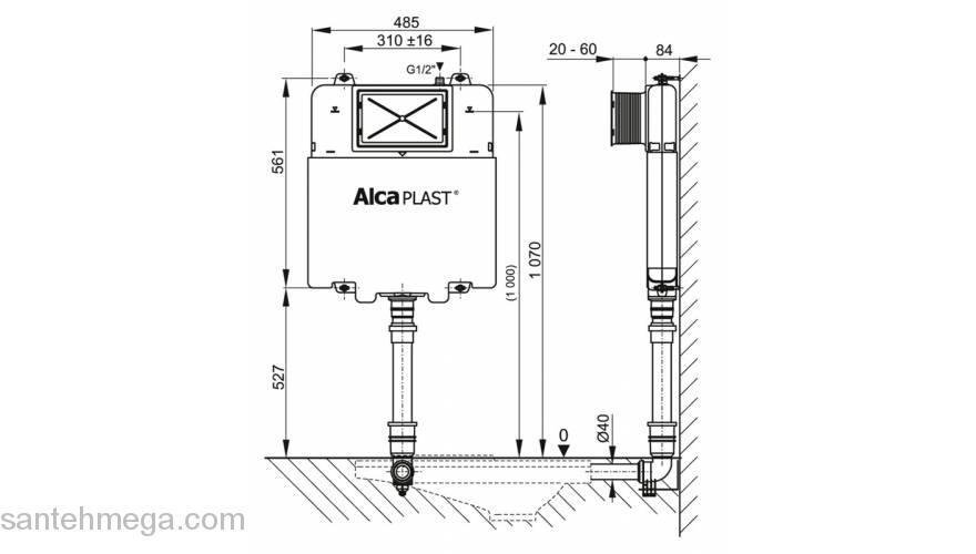 Бачок скрытого монтажа ALCAPLAST A112 Basicmodul. Фото