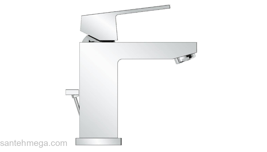 GROHE 2339000E Eurocube Смеситель однорычажный для раковины со сливным гарнитуром, с энергосберегающим картриджем - подача холодной воды при центральном положении рычага. Фото