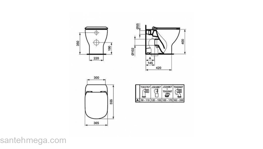 Унитаз приставной IDEAL STANDARD Tesi Aquablade T007701. Фото