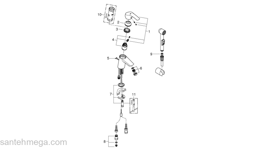 GROHE 23124002 ESM Смесидель для раковины с гигиеническим душем. Фото