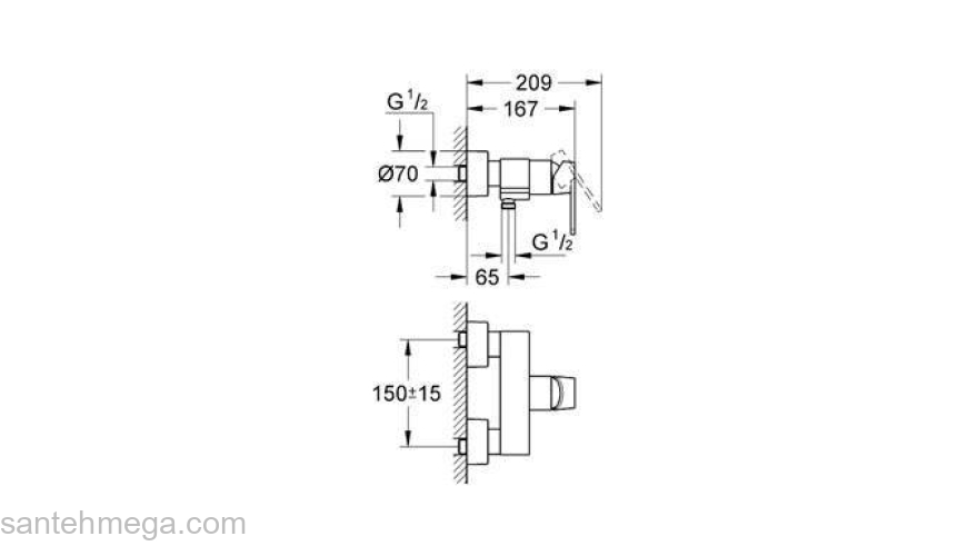 Смеситель для душа GROHE Grohtherm Quadra 32637LS0. Фото