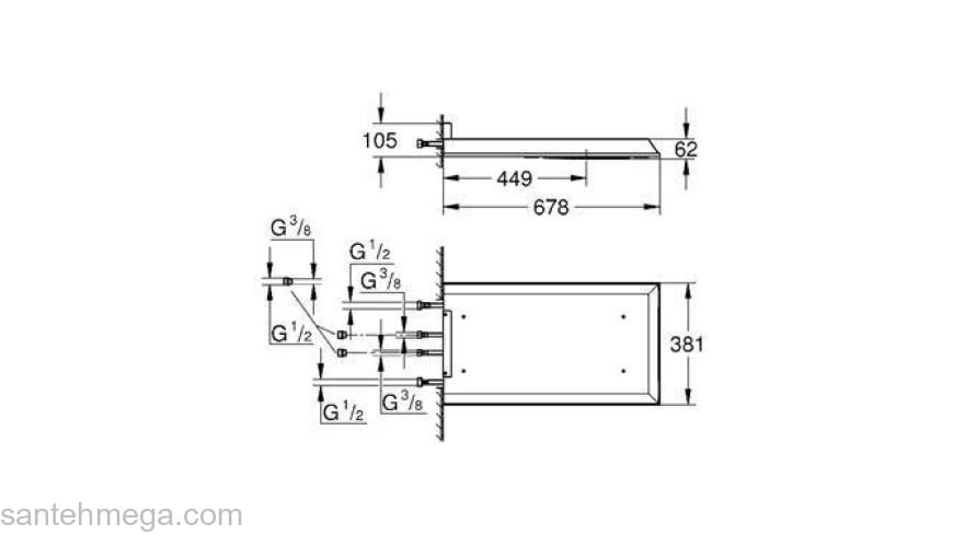 Верхний душ GROHE Rainshower F 27938001. Фото