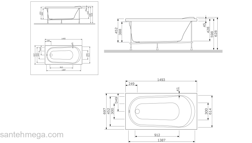 Декоративная фронтальная панель для ванн Joy/Spirit, 150х70 см AM.PM Joy W85A-150-070W-P. Фото