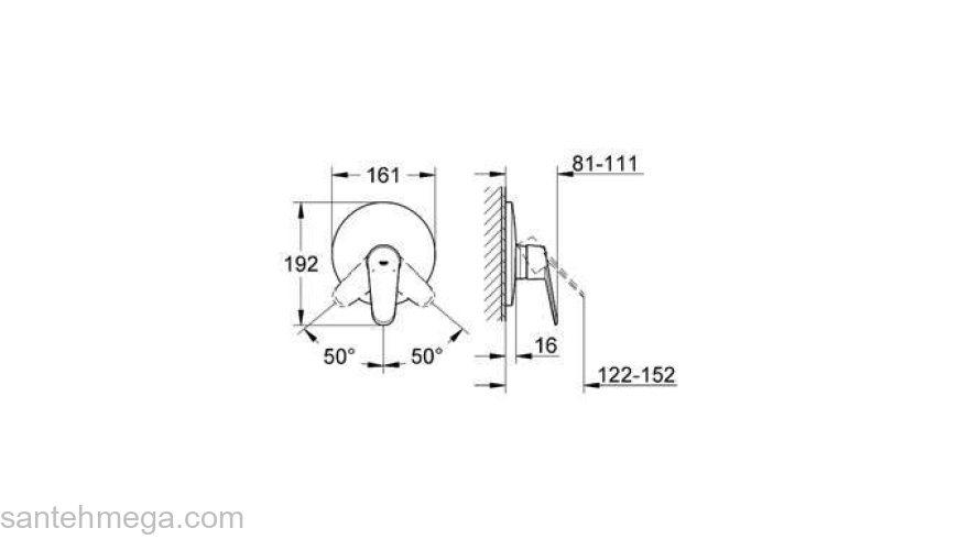 Смеситель для душа GROHE Eurodisc Сosmopolitan 19549002 (внешняя часть). Фото