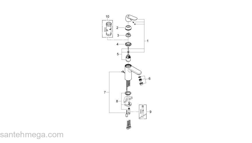 GROHE 2339700E Eurosmart Cosmopolitan Смеситель для раковины с цепочкой, средний излив, с энергосберегающим картриджем - подача холодной воды при центральном положении рычага. Фото