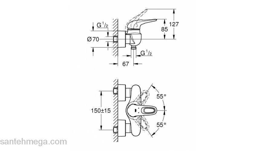 Смеситель для душа GROHE Eurostyle New 33590003. Фото