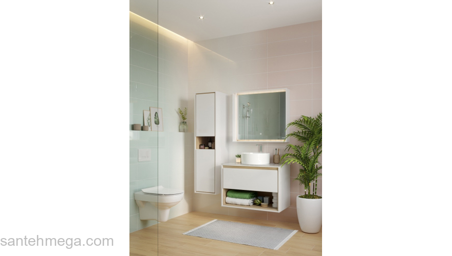 CERSANIT Тумба LOUNA 80 со столешницей SZ-LOU-80BL/Wh. Фото