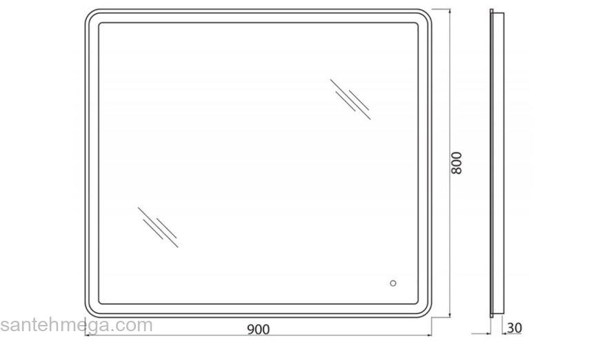 Зеркало с встроенным светильником и сенсорным выключателем BELBAGNO SPC-MAR-900-800-LED-TCH. Фото