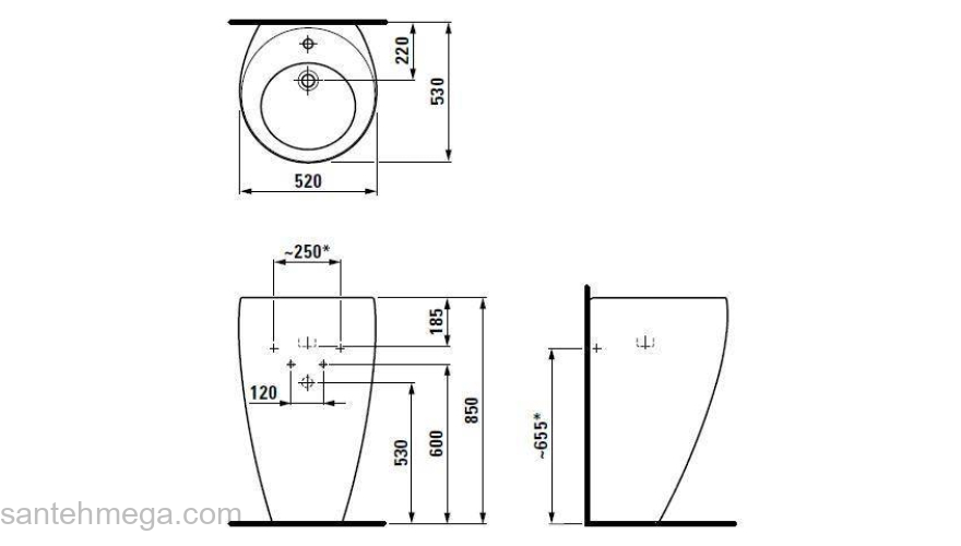 Раковина напольная LAUFEN Alessi IL Bagno 52х53 8.1197.1.400.104.1. Фото