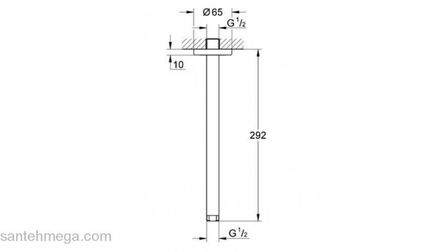 Потолочный душевой кронштейн GROHE Rainshower 28497KS0. Фото