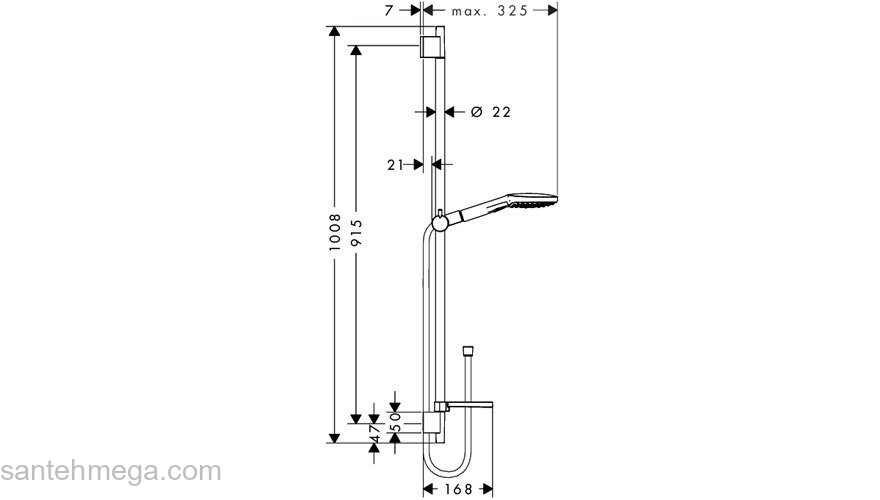 Душевой гарнитур Hansgrohe Raindance Select 120 3jet 90 (хром/белый) 26621400. Фото