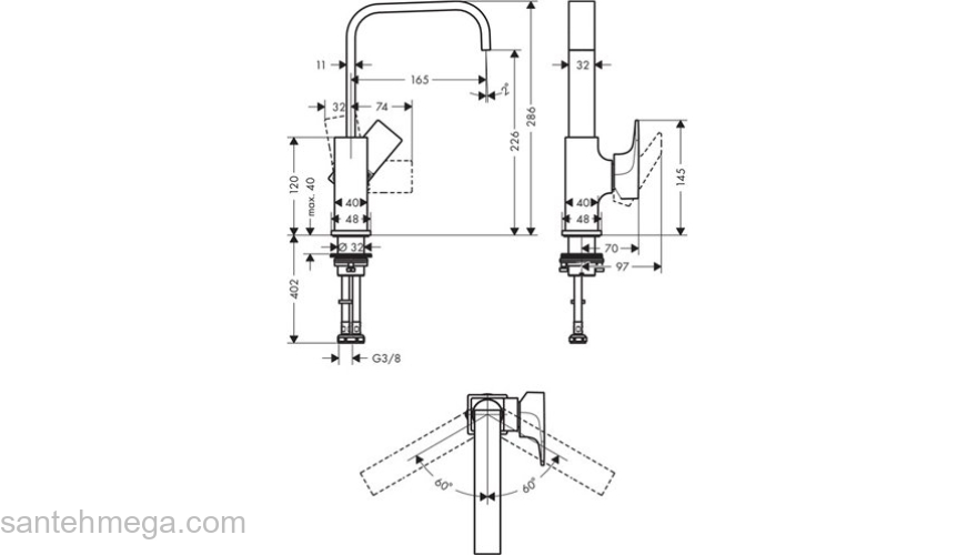 Смеситель для раковины Hansgrohe Metropol 230 32511000. Фото