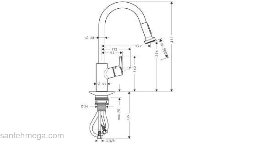 Смеситель для кухни HANSGROHE Tails S Variarc 14877000. Фото