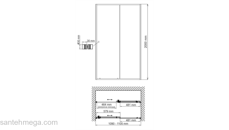 Душевая дверь WASSERKRAFT Rhin 44S13. Фото