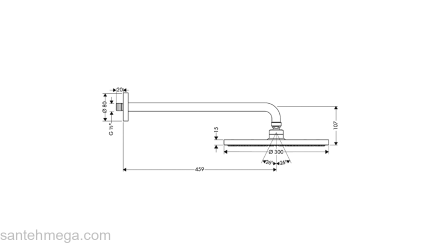 Верхний душ Hansgrohe Raindance S 300 Air 27492000. Фото