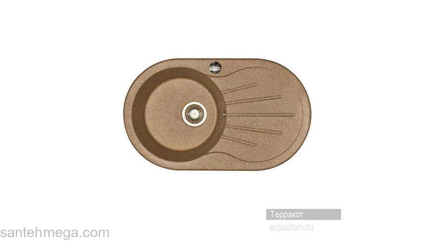 Мойка для кухни Акватон Паола круглая с крылом терракотовая 1A714032PA270. Фото