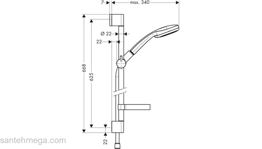 Душевой гарнитур Hansgrohe Croma 100 мulti/Unica’C 65cm 27775000. Фото