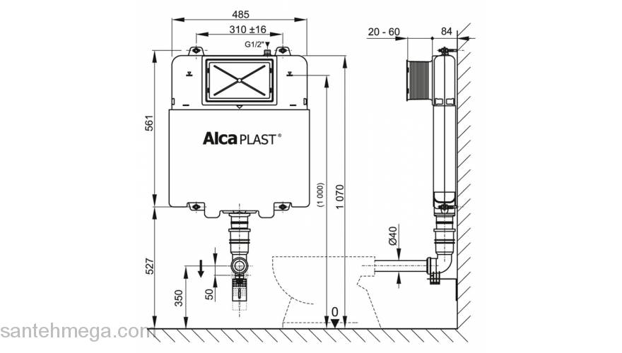 Бачок скрытого монтажа ALCAPLAST A112 Basicmodul. Фото