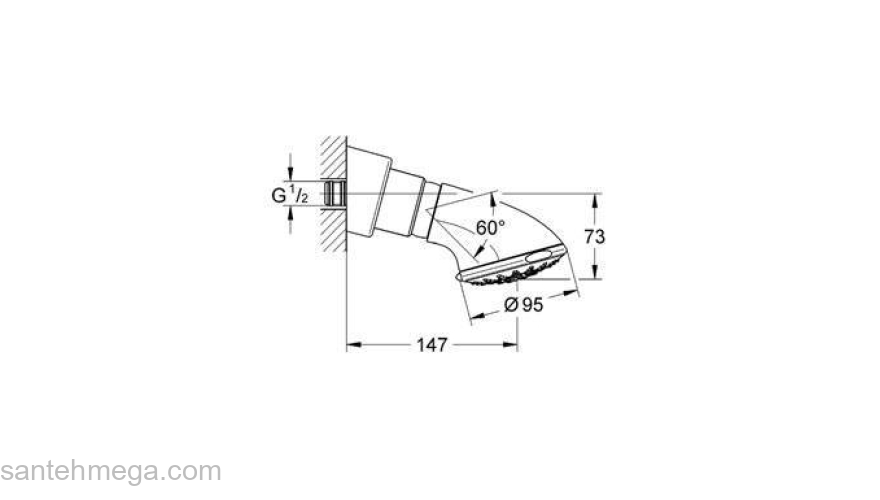 Верхний душ GROHE Relexa Five 27062000. Фото