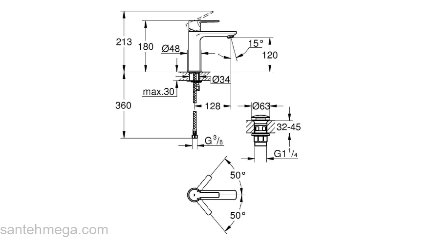 GROHE 23106DC1 Lineare New Смеситель однорычажный для раковины, гладкий корпус. Фото