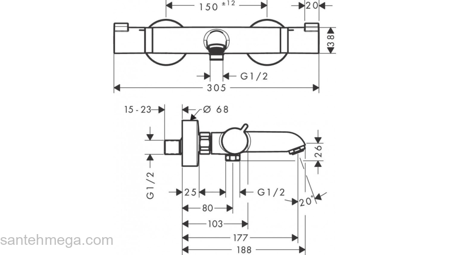 Термостат для ванны Hansgrohe Ecostat Comfort 13114670. Фото
