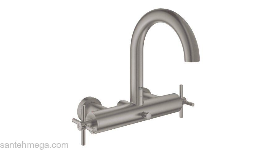 GROHE 25010DC3 Atrio New Смеситель двухвентильный для ванны, настенный монтаж, крестообразные ручки, СуперСталь. Фото