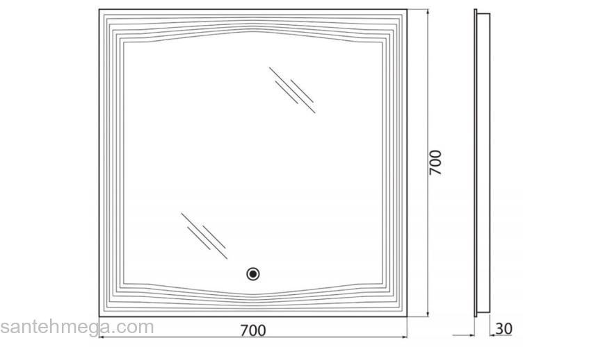 Зеркало с встроенным светильником и сенсорным выключателем BELBAGNO SPC-LNS-700-700-LED-TCH. Фото