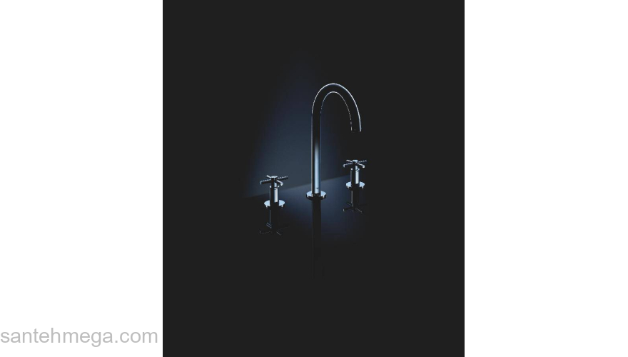 GROHE 20008003 Atrio New Смеситель двухвентильный для раковины на 3 отверстия, монтаж на бортик, крестобразная ручка, размер M. Фото