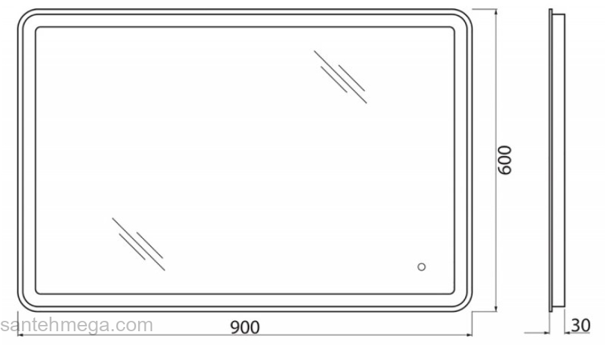 Зеркало с встроенным светильником и сенсорным выключателем BELBAGNO SPC-MAR-900-600-LED-TCH. Фото