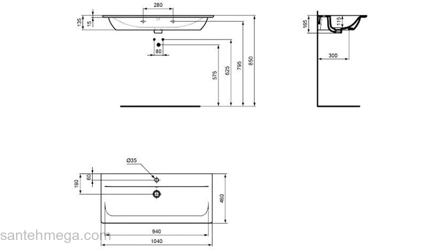 Раковина IDEAL STANDARD Connect Air 100х46 E027401. Фото