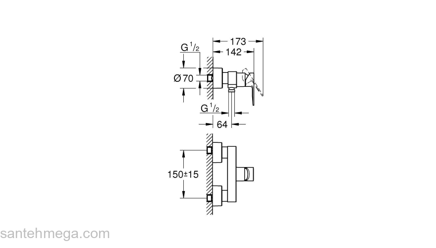 GROHE 33865001 Lineare New Смеситель однорычажный для душа, внешний монтаж. Фото