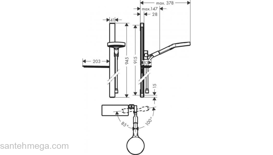 Душевой гарнитур Hansgrohe Rainfinity 27671000. Фото