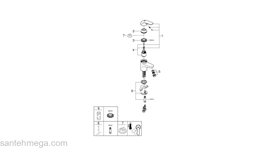 Смеситель для раковины Grohe Euroeco 32734000. Фото