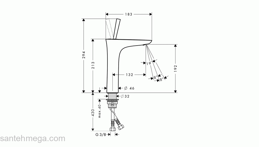 Cмеситель для раковины HANSGROHE PuraVida 15081000. Фото