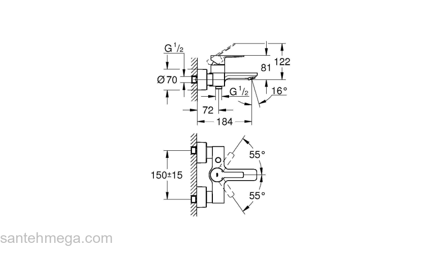 GROHE 33849001 Lineare New Смеситель однорычажный для ванны, внешний монтаж. Фото