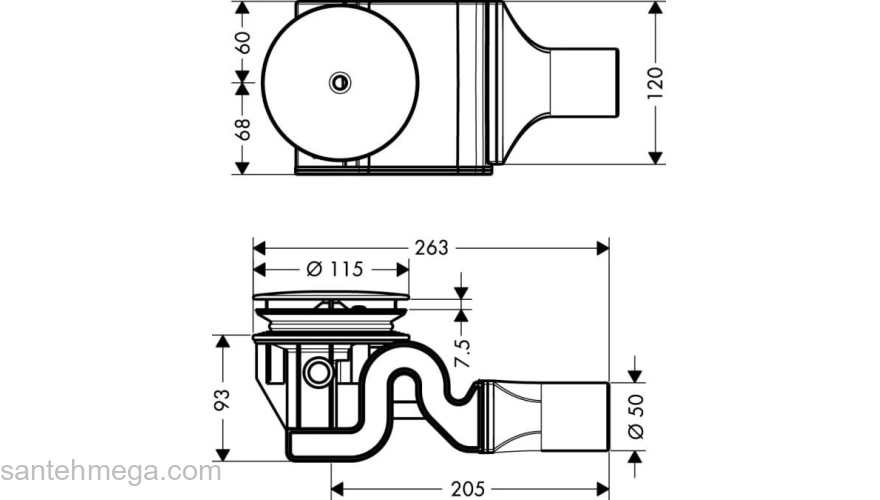 Сливной набор Hansgrohe Raindrain 90 XXL 60067000. Фото